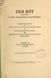 Cover of: Der Bôt (Haupttempel) in den siamesischen Tempelanlagen