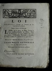 Cover of: Loi relative a   l'adresse aux franc ʹois sur les contributions publiques: donne e a   Paris le 28 juillet 1791