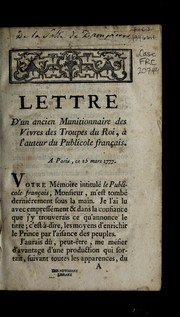 Cover of: Lettre d'un ancien munitionnaire des vivres des troupes du roi, a   l'auteur du Publicole franc ʹais