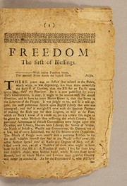 Cover of: Freedom the first of blessings: [Two lines of verse from Addison]