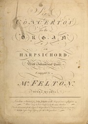 Cover of: Six concertos for the organ or harpsichord, with instrumental parts, opera quarta