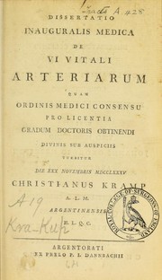 Cover of: Dissertatio inauguralis medica: de vi vitali arteriarum ...