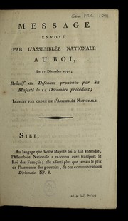 Cover of: Message by France. Assemble e nationale le gislative (1791-1792)