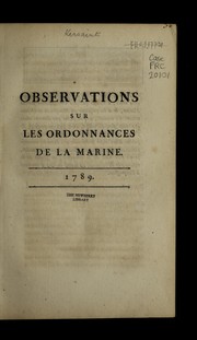 Cover of: Observations sur les ordonnances de la marine by Armand-Guy Kersaint