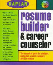 Cover of: Résumé builder, with Career Counselor by Anna Murray