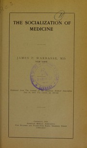 Cover of: The socialization of medicine