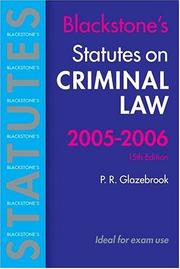 Cover of: Statutes on Criminal Law 2005/2006 (Blackstone's Statute Books) by P.R. Glazebrook