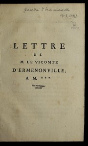 Cover of: Lettre de M. le vicomte d'Ermenonville, a M. *** by Stanislas comte de Girardin