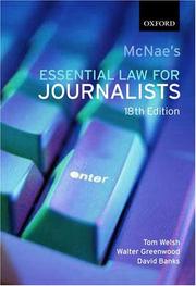 Cover of: McNae's essential law for journalists by Tom Welsh