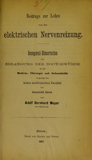 Cover of: Beitr©Þge zur Lehre von der elektrischen Nervenreizung by Adolf Bernhard Meyer