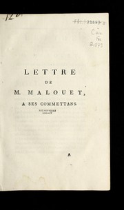 Cover of: Lettre de M. Malouet, a ses commettans