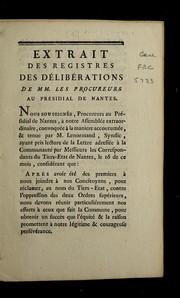 Cover of: Extrait des registres des de libe rations