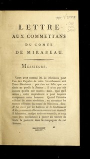 Cover of: Lettre aux commettans du comte de Mirabeau by J.-M.-A Servan