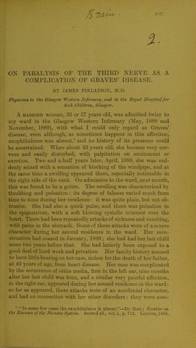 On paralysis of the third nerve as a complication of Graves' disease by James Finlayson