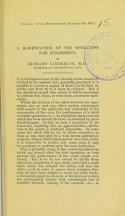 Cover of: A modification of the operation for strabismus