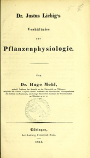 Cover of: Dr. Justus Liebig's Verh©Þltniss zur Pflanzenphysiologie