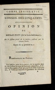 Cover of: Opinion de Boulay-Paty (de la Loire-Infe rieure), sur le syste me pe nal de la marine pre sente  par le citoyen Ludot: se ance du 29 germinal an 7.