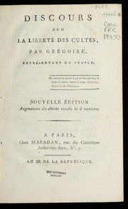 Cover of: Discours sur la liberte  des cultes