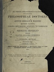 Cover of: De statu et embryonali et larvali Echinorhynchorum eorumque metamorphosi