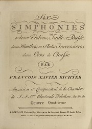Cover of: Six simphonies ℗♭ deux violons, taille et basse, deux hautbois ou flutes traversi℗♭℗ʺres, deux cors de chasse, oeuvre quatri℗♭℗ʺme