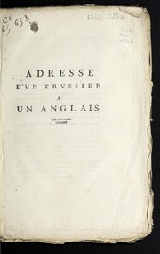Cover of: Adresse d'un Prussien a   un Anglais