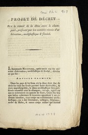 Cover of: Projet de de cret by France. Assemble e nationale constituante (1789-1791)