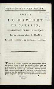 Cover of: Suite du rapport de Carrier, repre sentant du peuple franc ʹais, sur sa mission dans la Vende e.