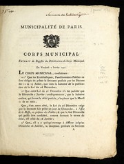 Cover of: Extrait du registre des de libe rations du corps municipal: du vendredi 7 janvier 1791