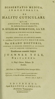 Dissertatio medica, inauguralis, de halitu cuticulari by Yule John