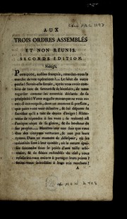 Cover of: Aux Trois ordres assemble s et non re unis by France. Etats généraux