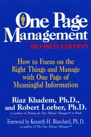 Cover of: One page management
