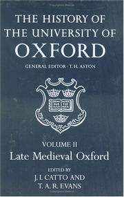 Cover of: The History of the University of Oxford: Volume II: Late Medieval Oxford (History of the University of Oxford)