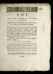 Cover of: Loi donne e a   Paris, le 16 aou t 1792 l'an quatrie  me de la liberte by France. Assemble e nationale le gislative (1791-1792)