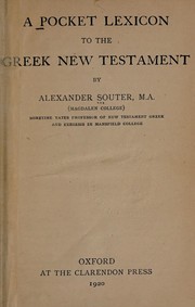 Cover of: A pocket lexicon to the Greek New Testament: by Alexander Souter