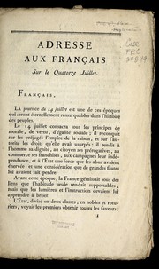 Cover of: Adresse aux Franc ʹais sur le quatorze juillet by French Revolution Collection (Newberry Library)