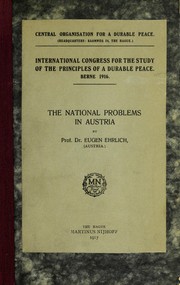 Cover of: The national problems in Austria by Eugen Ehrlich