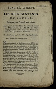 Cover of: Les repre sentants du peuple, envoye s pre  s l'Arme e des Alpes by Edmond-Louis-Alexis Dubois de Crance 