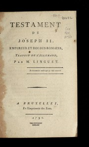 Cover of: Testament de Joseph II, empereur et roi des Romains