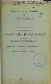Cover of: On the cultivation of bacteria by Edgar March Crookshank