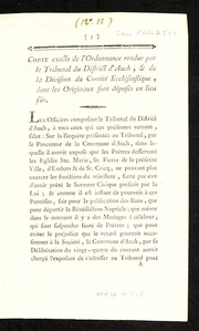 Cover of: Copie exacte de l'ordonnance rendue par le tribune du district d'Auch by Auch (France)