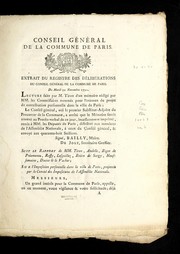 Cover of: Extrait du registre des de libe rations du conseil ge ne ral de la commune de Paris by Commune de Paris (France : 1789-1794)