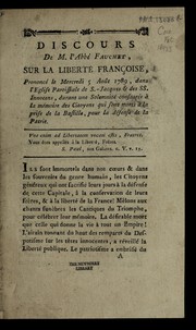 Cover of: Discours de l'abbe  Fauchet sur la liberte  franc ʹoise by Fauchet, Claude