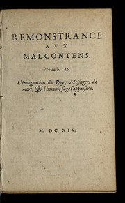 Cover of: Remonstrance avx mal-contens by Antoine Champenois