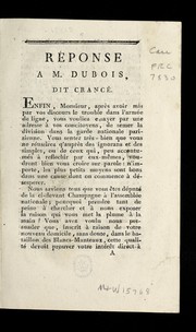 Cover of: Re ponse a M. Dubois, dit Crance .