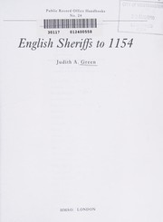 Cover of: English Sheriffs to Eleven Fifty-Four (Public Record Office Handbooks)