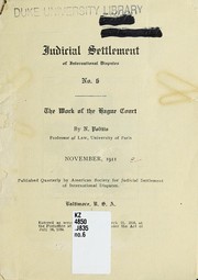 Cover of: The work of the Hague court