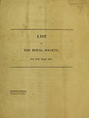 Cover of: List of the Royal Society, for the year 1801