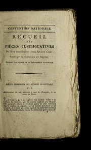 Cover of: Recueil des pie  ces justificatives de l'acte e nonciatif des crimes de Louis Capet by French Revolution Collection (Newberry Library)
