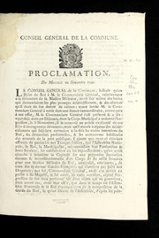Cover of: Proclamation du mercredi 10 novembre 1790 by Commune de Paris (France : 1789-1794)