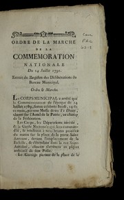 Cover of: Ordre de la marche de la commemoration nationale du 14 juillet 1791: extrait du registre des de libe rations du bureau municipal